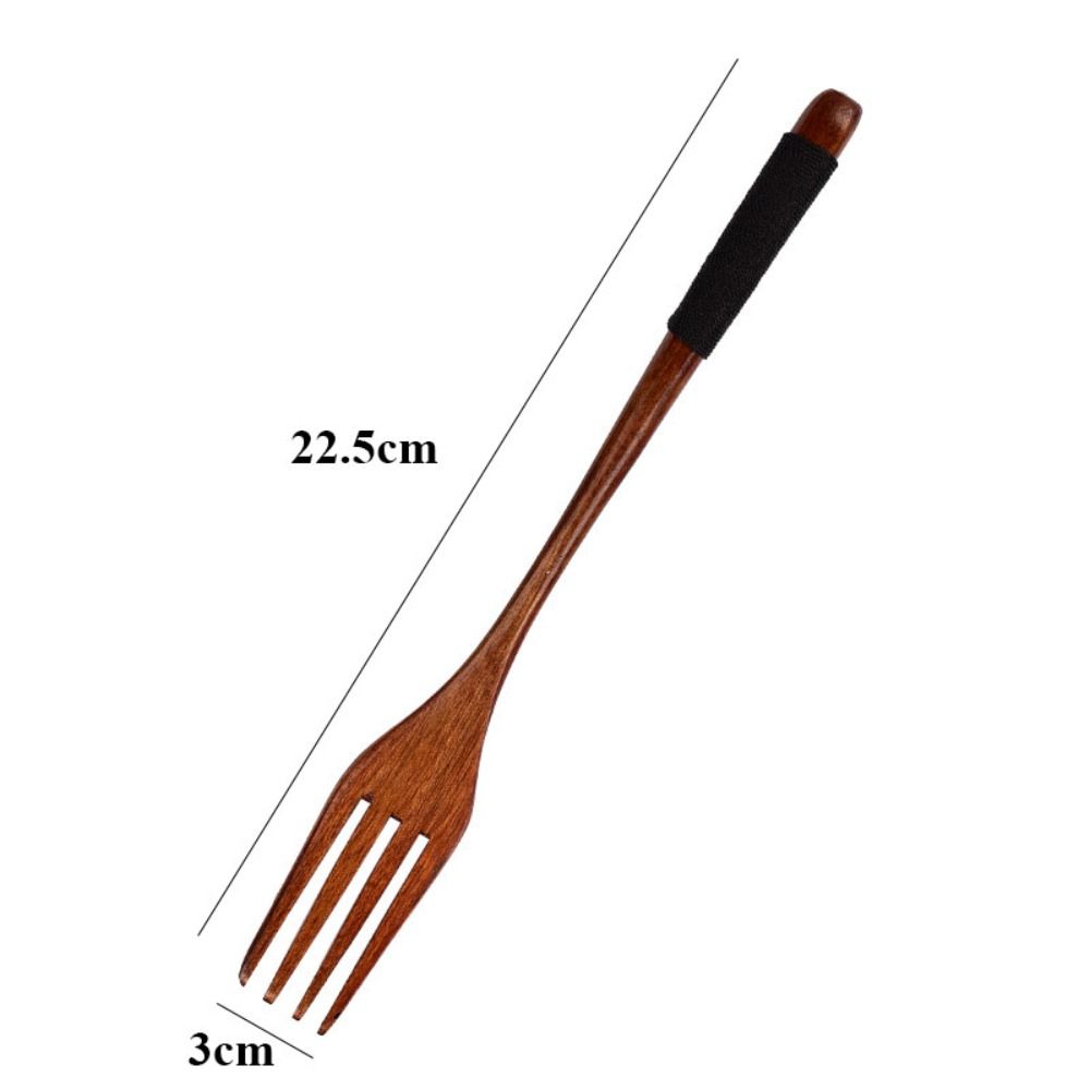 Cuchara de madera Natural, tenedor, Kit de cena, utensilio para sopa de arroz, cereales, utensilios de cocina caseros hechos a mano, vajilla, cubiertos para Cocina: Amarillo