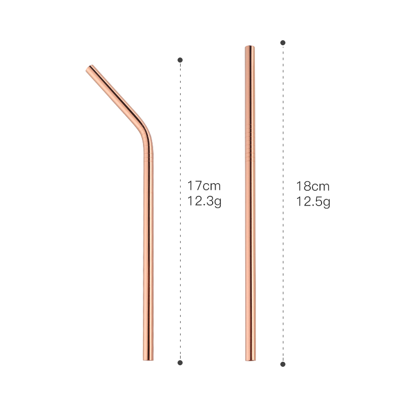4 Pcs 6mm Straw with Cleaner Brush Short cocktail tubes Long Metal Drinking tubules Drink Straws For Smoothies Tapioca Milk Tea: Child Rose gold-4pcs
