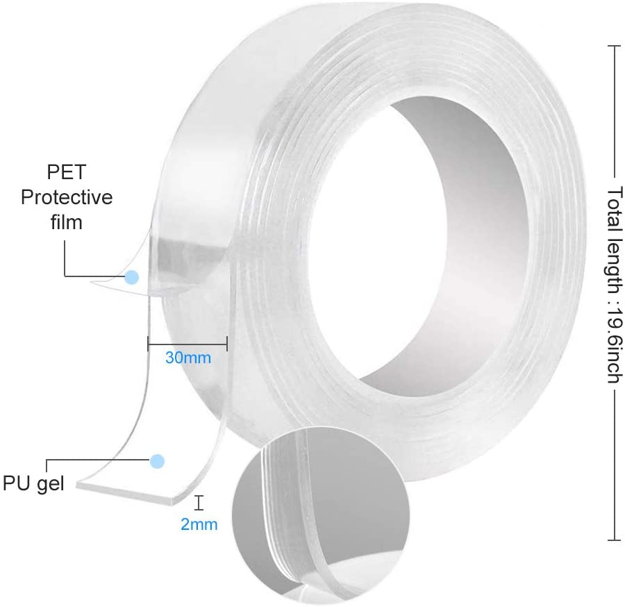 Nano Magic Tape Dubbelzijdige Tape Transparante Notrace Herbruikbare Waterdicht Plakband Reinigbare Thuis