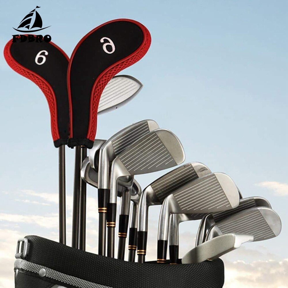 FDBRO – couvercle de tête de Putter pour Clubs de Golf, ensemble de fer, couvre-tête de Putter, protection de tête, fermeture éclair, accessoires de Golf en plein air, 10 pièces