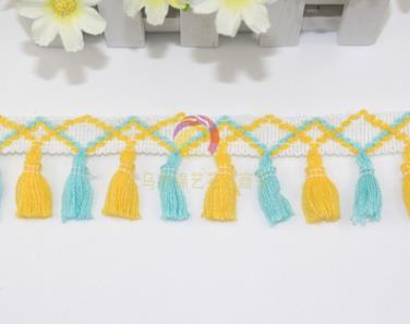 1 yard/lot kwastjes franjes katoenen kant rand kleding naai accessoires gordijn lint naai kant stof voor doe-het-zelf knutsel kleding: 12 lichtblauwgeel