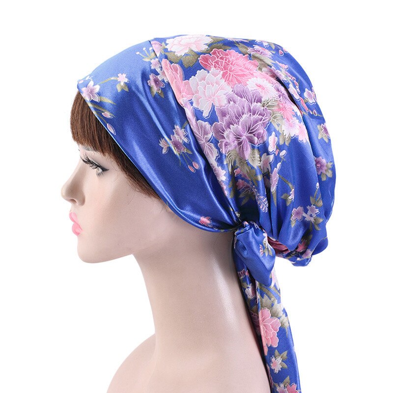 Print afrikansk hatt mjuk satin huvudduk sovmössa turban huvudskydd motorhuv huvudbonader för kvinnor headtie hijab kepsar: 16