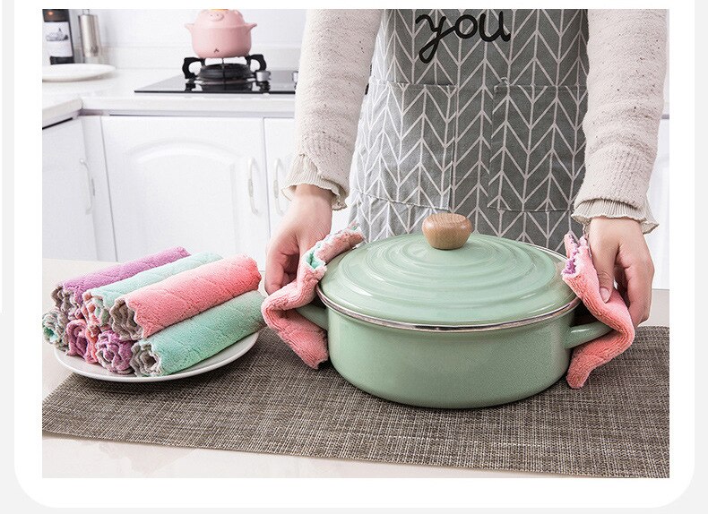 5 uds paño de cocina de microfibra de agua superabsorbente, vajilla de Eficiencia Alta, toalla de limpieza para el hogar, utensilios de cocina