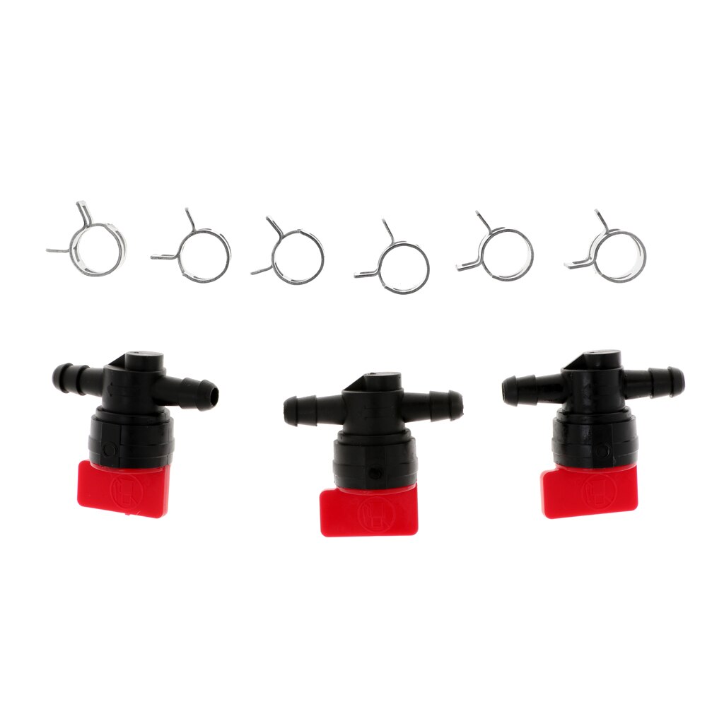 3pcs Fuel Gas Hose Inline straight Cut Shut On Off Valve for Riding Mower