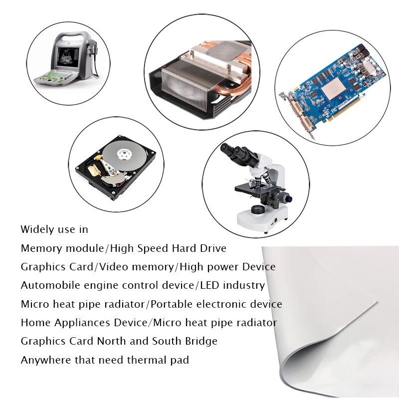 72 stk silikon 15 x 15mm termisk pute 0.5/1/1.5/2mm tykkelse gpu cpu kjøleribbe kjøling ledende silikonpute