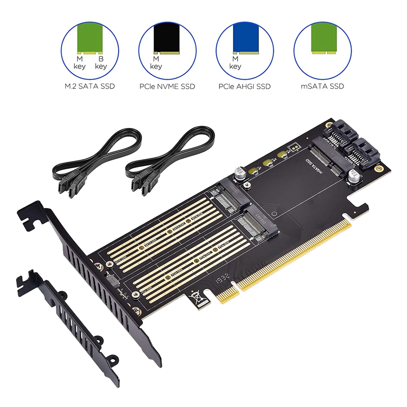 3 in 1 M.2 and MSATA SSD Adapter Card SSD to PCIE Adapter, MSATA to SATA Adapter with Aluminum Heat Sink for Windows OS