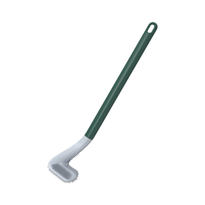 Brosse de toilette en caoutchouc souple, manche Long, en Silicone, pas de mort, nettoyage des toilettes, séchage rapide, accessoires de salle de bains: Green A