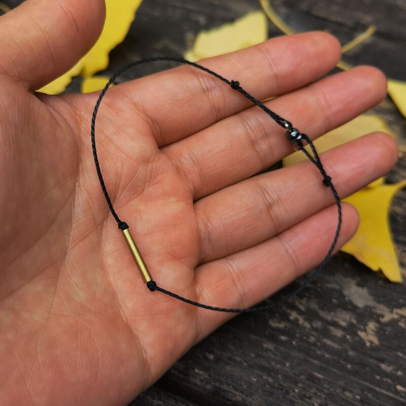 Brons Buis Armband Voor Mannen, Mannen Armband Met Feather Charm, Mannen Armband