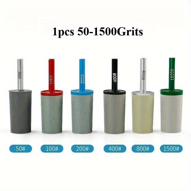 1pcs 50-1500Grit with 6mm Shank Diamond Resin Grinding Head Cylindrical Small Grinding Wheel Stone Relief Polishing Stone