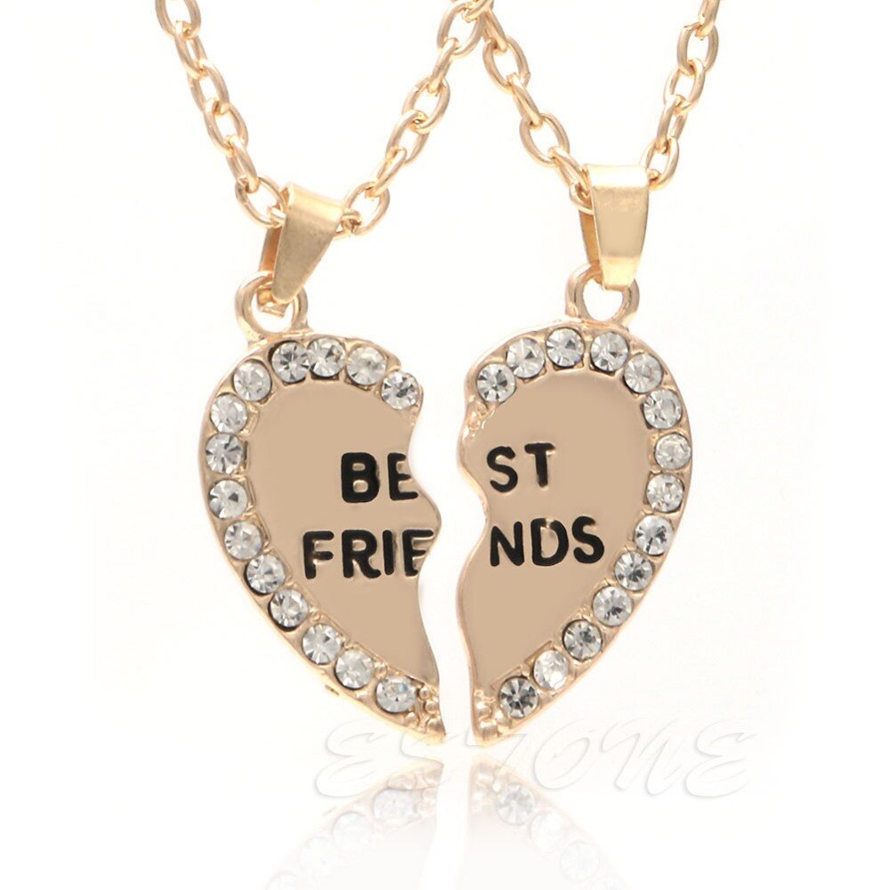 1 Paar Half Hart Strass Hanger Beste Vrienden Ketting Vriendschap