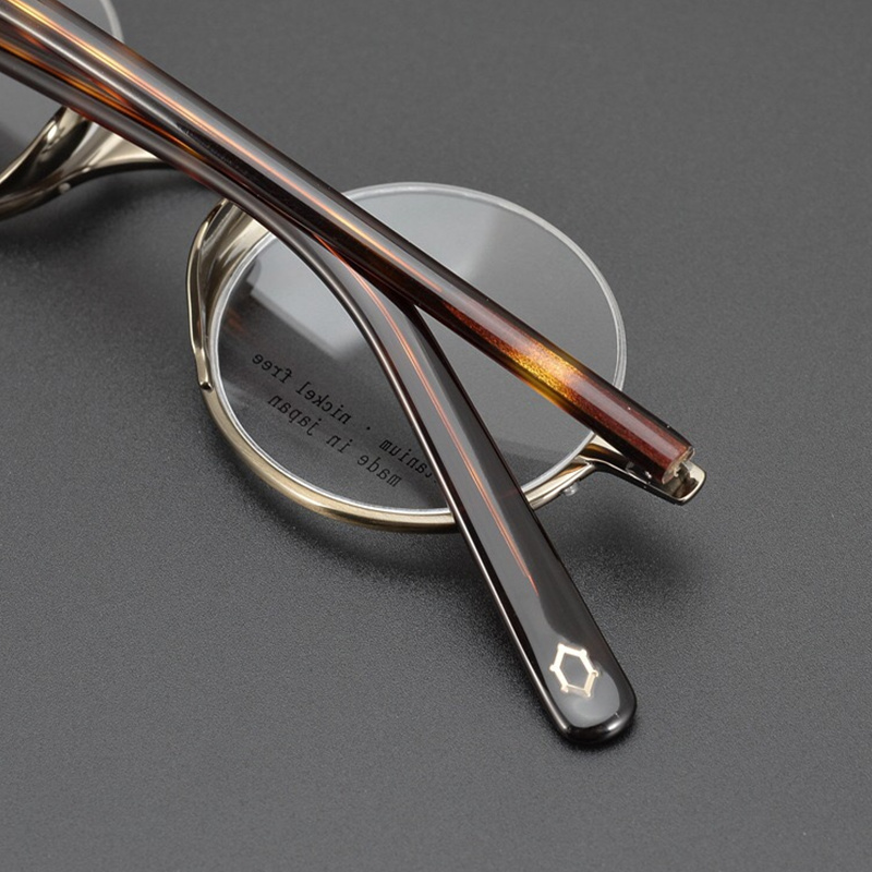 Japanese Brand Lennon Titanium Round Glasses Men Women Handmade Ultra-Light Small Frame Retro Eyeglasses Myopia Oculos Semi-Rim