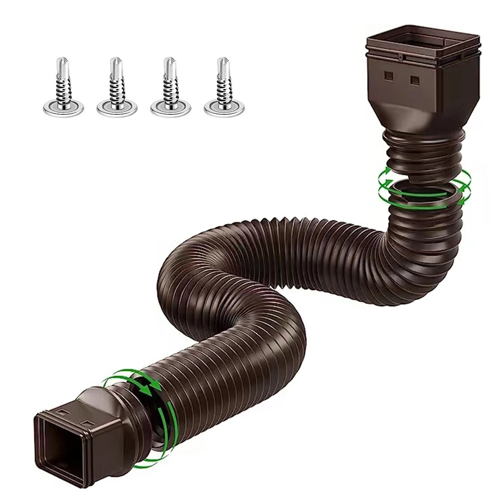 Regengoot Regenpijpverlengingen Flexibele afvoer Regenpijpverlengingsconnector met 3x4in en 2x3in connectoren Schroeven voor inbegrepen: Chocolade
