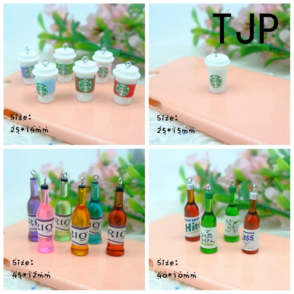 Kawaii Coffe Drink Cocktail Sake Charms Pendants for DIY decoration necklace earring key chain Jewelry Making