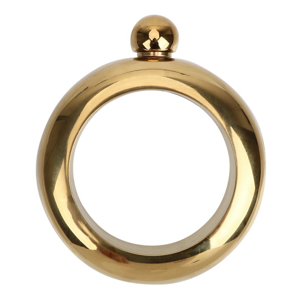 3.5 oz armbanden heupfles drinkgerei accessoires voor whisky wodka alcohol armband wijnfles ronde chique heupfles: Goud