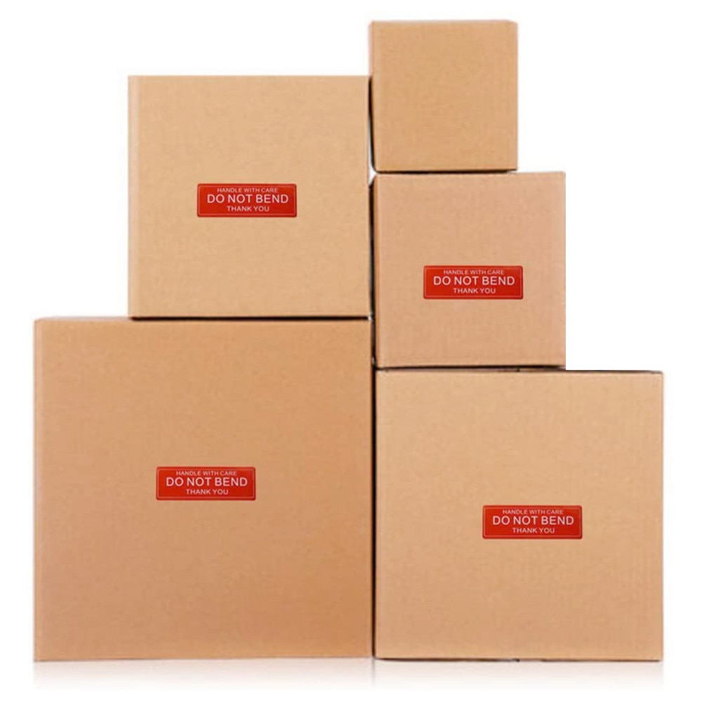 500pcs/roll Red Warning Sticker Do Not Bend Packaging Remind Labels Handmade Sticker 2.5x7.5cm
