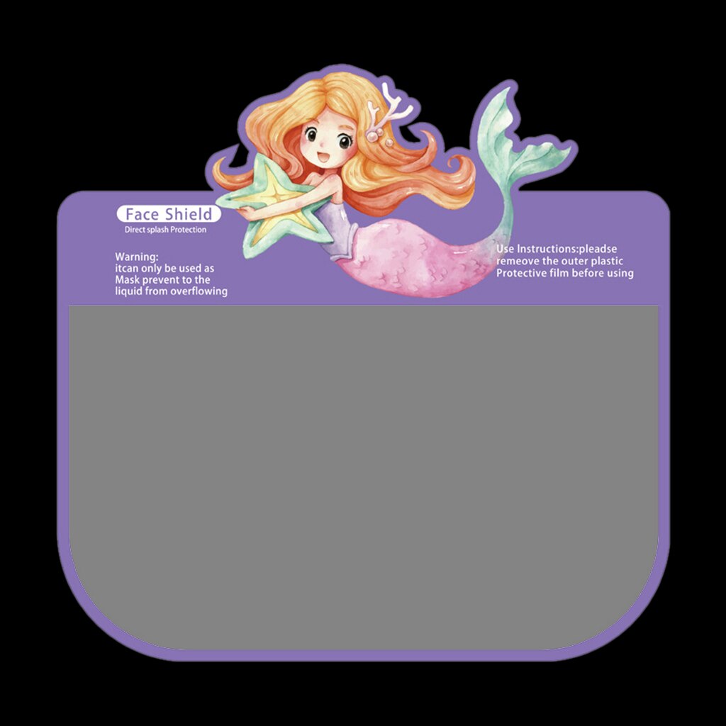 Cartoon Kids Children Safety Elastic Full Face Shield Nursery Kindergarten Protection Washable Clear Visor Cap Headwear: mermaid