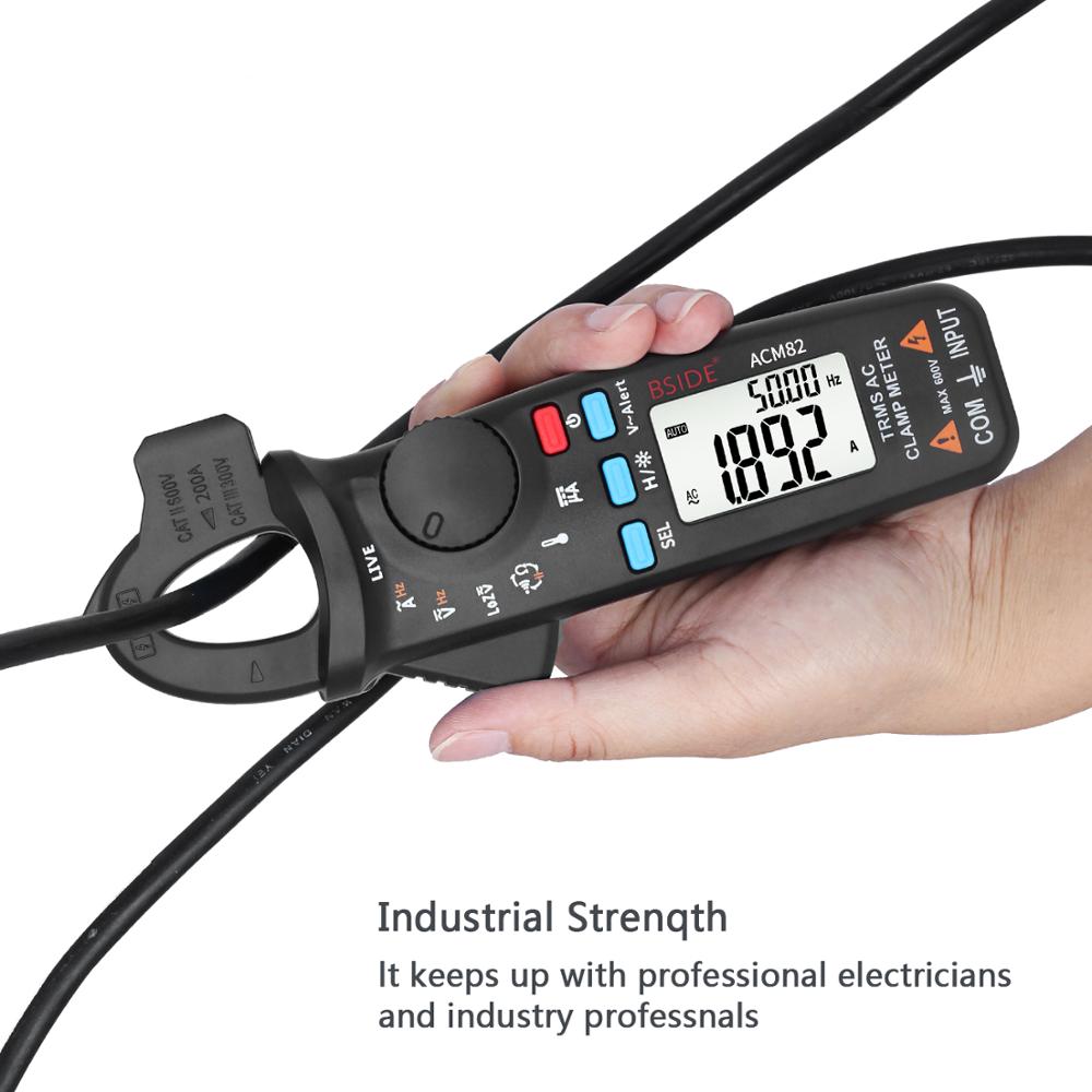 BSIDE ACM82 Digital Clamp Meter 6000 Auto-Rang TRMS 1mA accuracy Current Multimeter DC AC Vol Capacitance Temperature Hz Tester