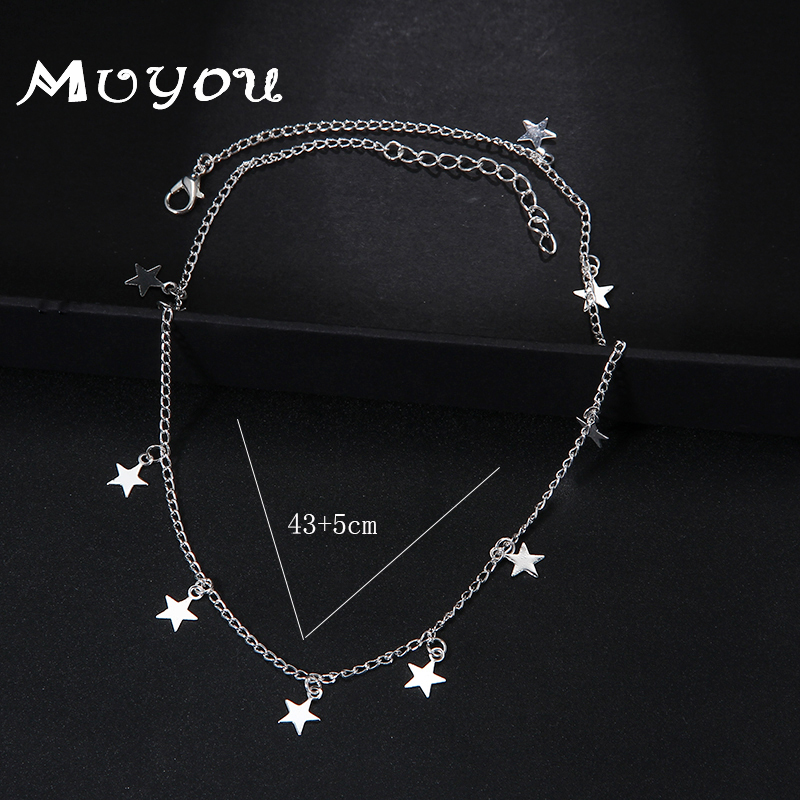 Accesorios de para mujer collar con colgante de estrella de oro de aleación Natural y collar con colgante de corazón Cadena de clavícula delgada para mujer