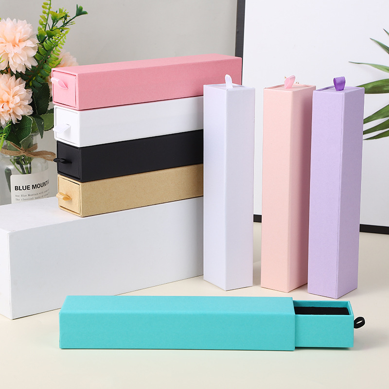 5 pièces coloré Long tiroir bijoux collier montre organisateurs stockage carton boîte pour les femmes emballage fournitures