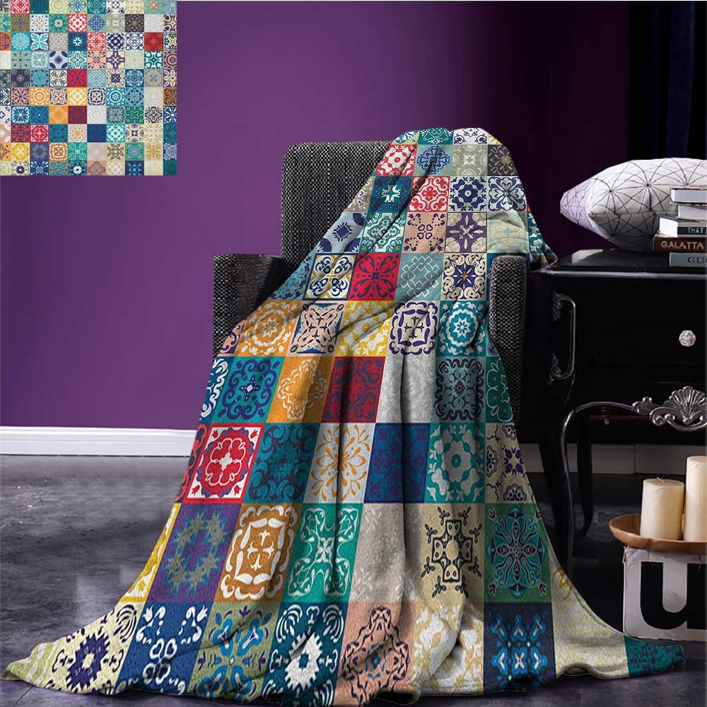 Couverture marocaine motif Patchwork avec différentes Figures arabes colorées Original tunisien Artful couverture polaire pour lit