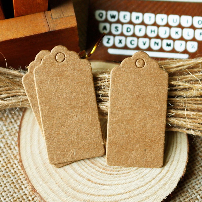 Mini étiquettes en papier Kraft 2x4cm, étiquette vierge pour boîte, emballage de sacs en papier, décoration, bricolage, tissu artisanal, étiquette à coudre, 50 pièces