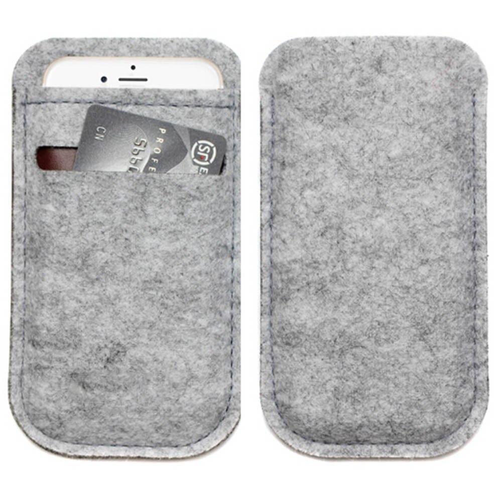 Universal Wool Felt Case Bag For 4.7 5.5 inch Mobile Phone Case Wallet Bag Card Slot Pouch Cover for iPhone 6 7 8 Plus Samsung