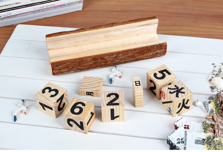 decoratieve bureau kalender, vintage hout universele kalender, eeuwigdurende kalender, DIY houten kantoor kalender