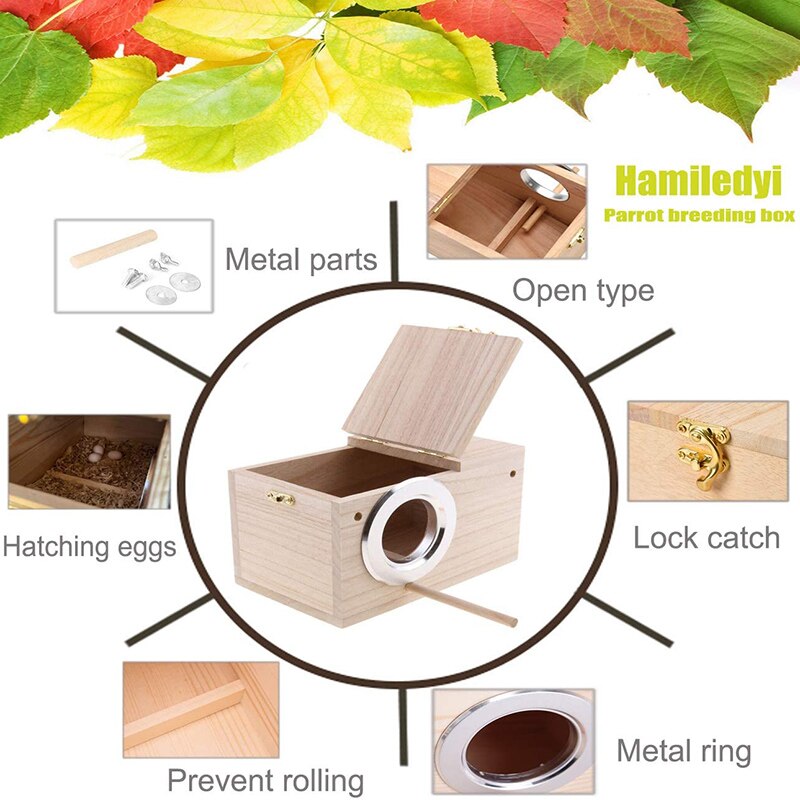 1pcs Wooden Bird Breeding Box 3 Sizes Parrot Nesting Box Hatching Cage Case For Parakeets Budgies Finch Parrot Bird Box