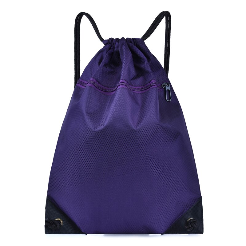 Trekkoord Rijden Rugzak Gym Kleding Schoenen Tas Waterdicht Grote Capaciteit Eco Vriendelijke Opvouwbare String Vrouwen Boodschappentas: Purple-L