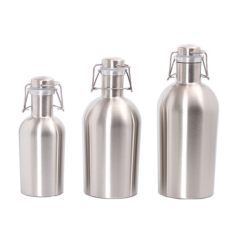 2000ml grande capacidade barril de vinho tinto garrafa de vácuo uísque licor garrafa 304 aço inoxidável 304 álcool vokda hip garrafa lidar com tampa