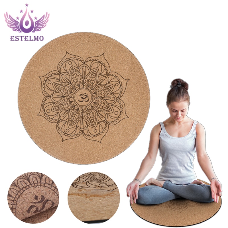 Cork small round yoga mat non-slip natural rubber round meditation mat meditation cushion