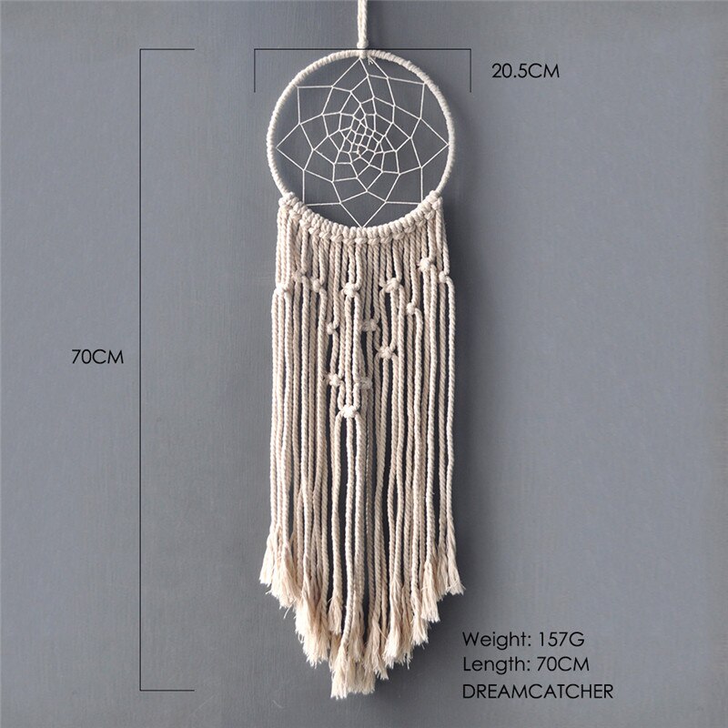 Macramé nórdico atrapasueños tapiz decoración de habitación decoración de granja hecho a mano atrapasueños: H
