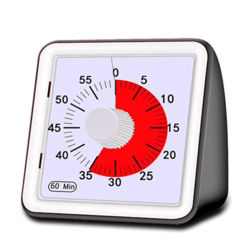 Temporizador Visual analógico de 60 minutos, herramienta de gestión de tiempo de cuenta atrás silenciosa, utensilios de cocina, comedor y Bar: black
