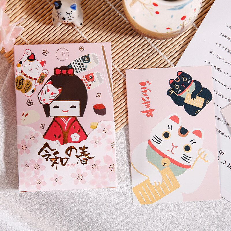 30 ark / sæt japansk pige postkort / lykønskningskort / beskedkort / jule- og årskort