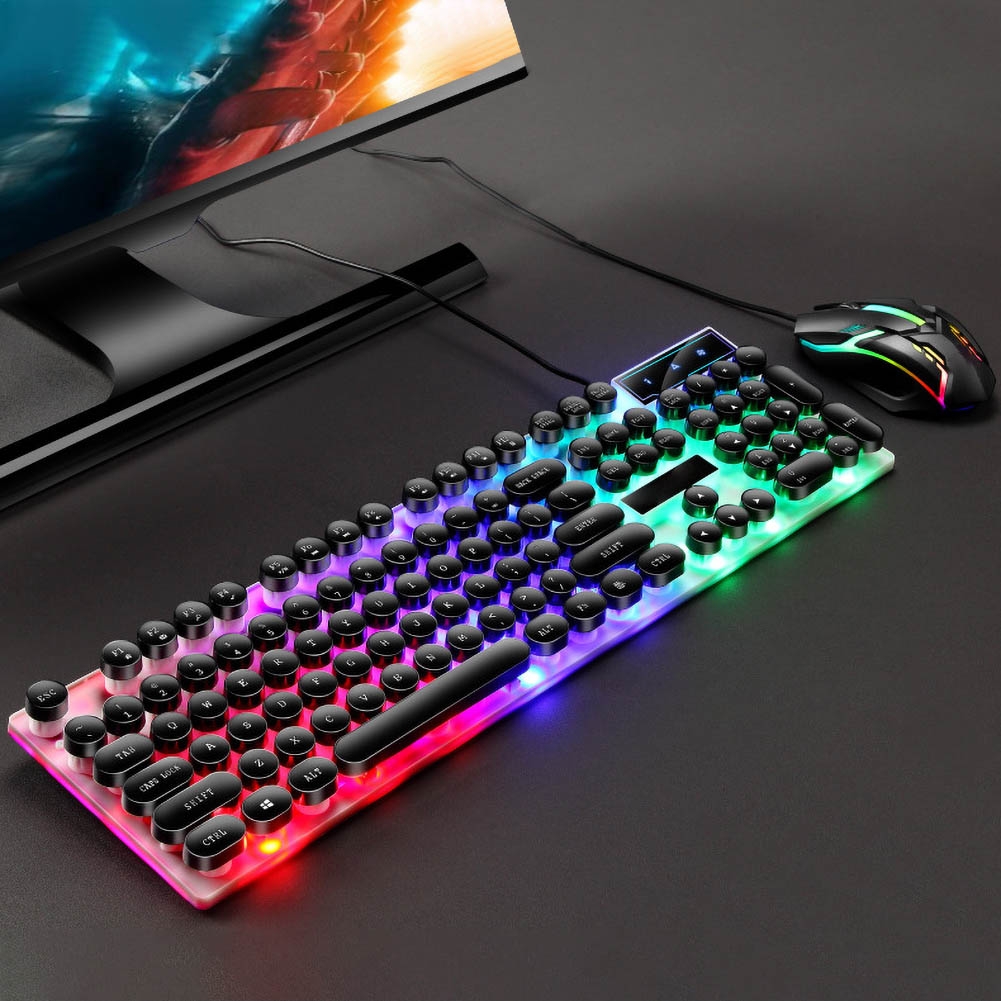 Teclado luminoso para Gamer, conjunto de ratón retroiluminado LED para Notebook, portátil, Mac, suministros de oficina para PC