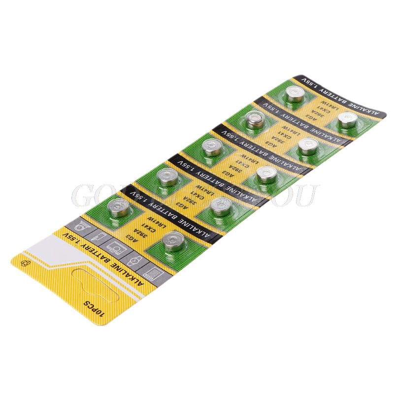 10PCS Cell Coin Alkaline Battery AG3 1.55V Button Batteries SR41 192 L736 384 SR41SW CX41 LR41 392 Lamp Chain Finger Light Watch