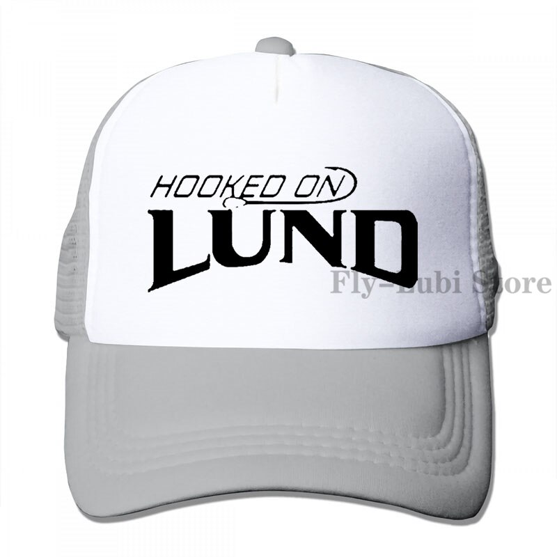 Hooked On Lund Fishing Die Cut Baseball cap men women Trucker Hats adjustable cap: 3-Gray