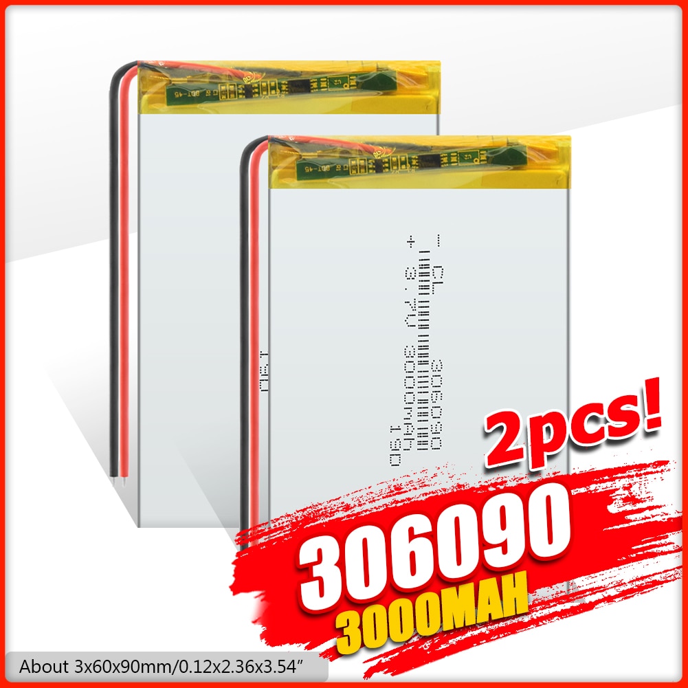 1/2/4 Rechargeable 3.7V 3000mAh 306090 Lithium Polymer Li Ion Lipo Battery For E-book Power Bank Tablet Camera Radio Notebook