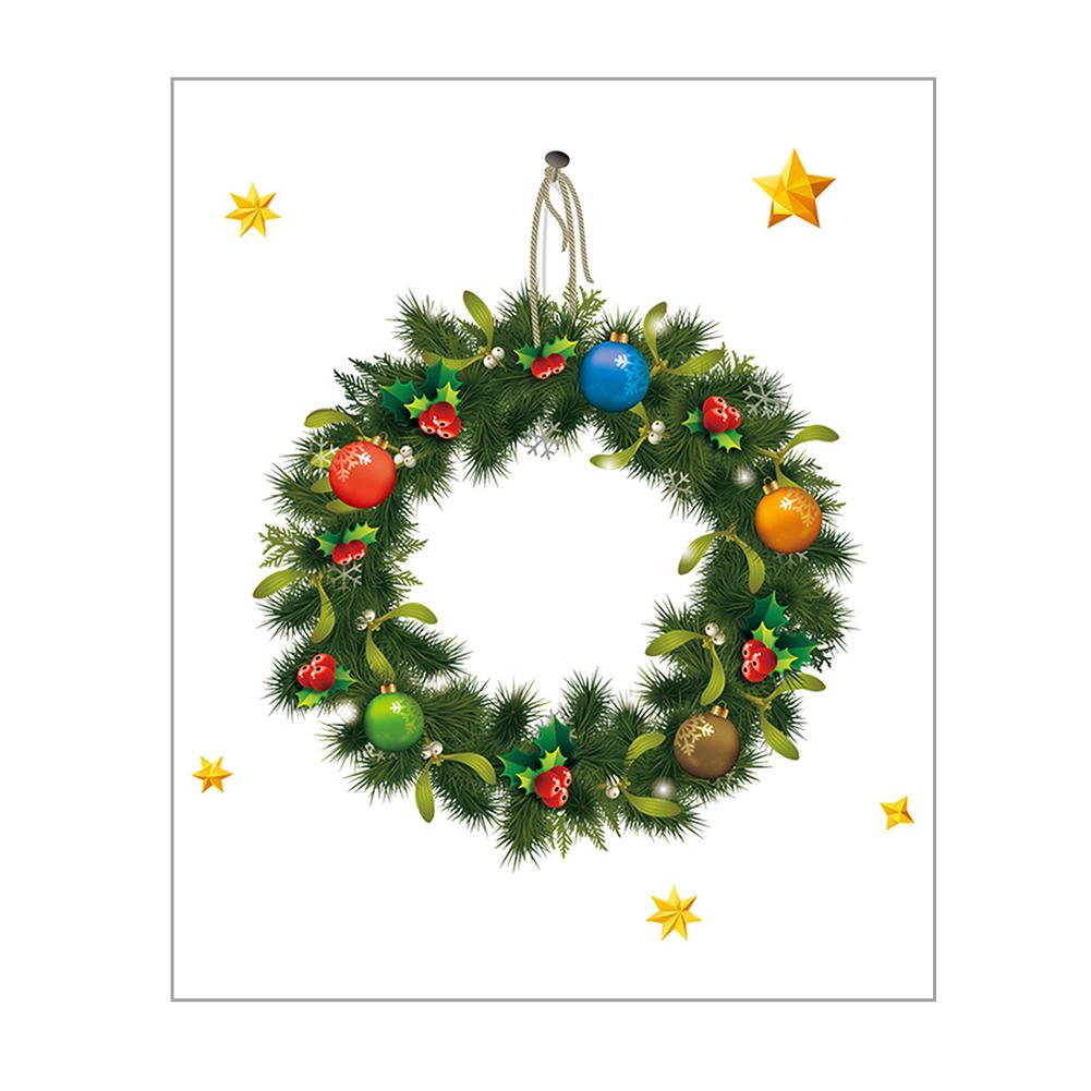 Christmas Wreath Wall Stickers Window Glass Section Decal Santa Claus Mural Art Year Christmas Decoration Home Decorati