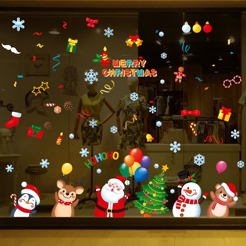 Kerst Element Cartoon Elektrostatische Stickers Vensterglas Scene Layout Decoratie Muurstickers Zelfklevende: Default Title