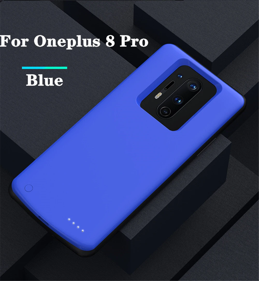 10000 mAh Batterijlader Gevallen voor OnePlus 8 Pro Powerbank Cover Externe Batterij Power Bank Cover voor Oneplus 8 Opladen Case: Army Green
