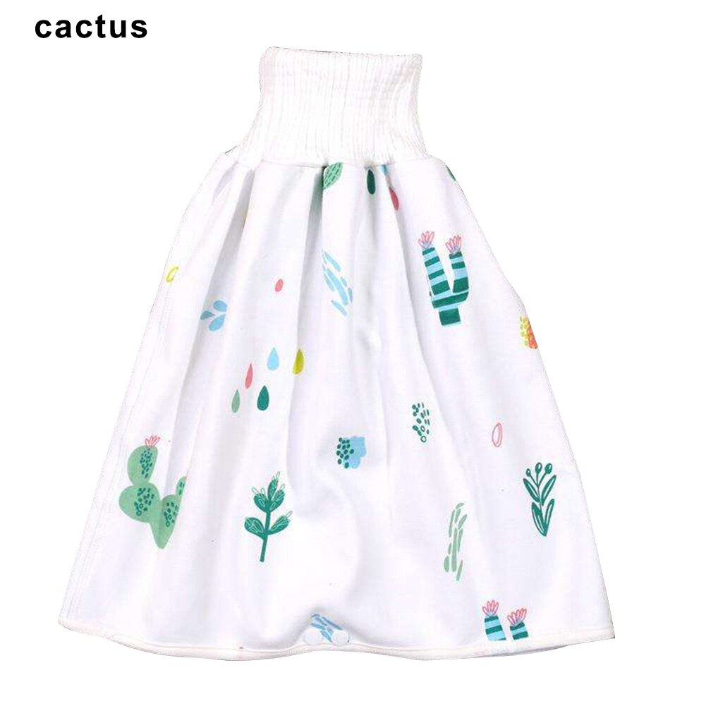 Comfy Children Diaper Skirt Shorts 2 in 1 Waterproof Super Absorbent Leak-proof Washable Baby Diaper Skirt Pants ALS88: cactus S