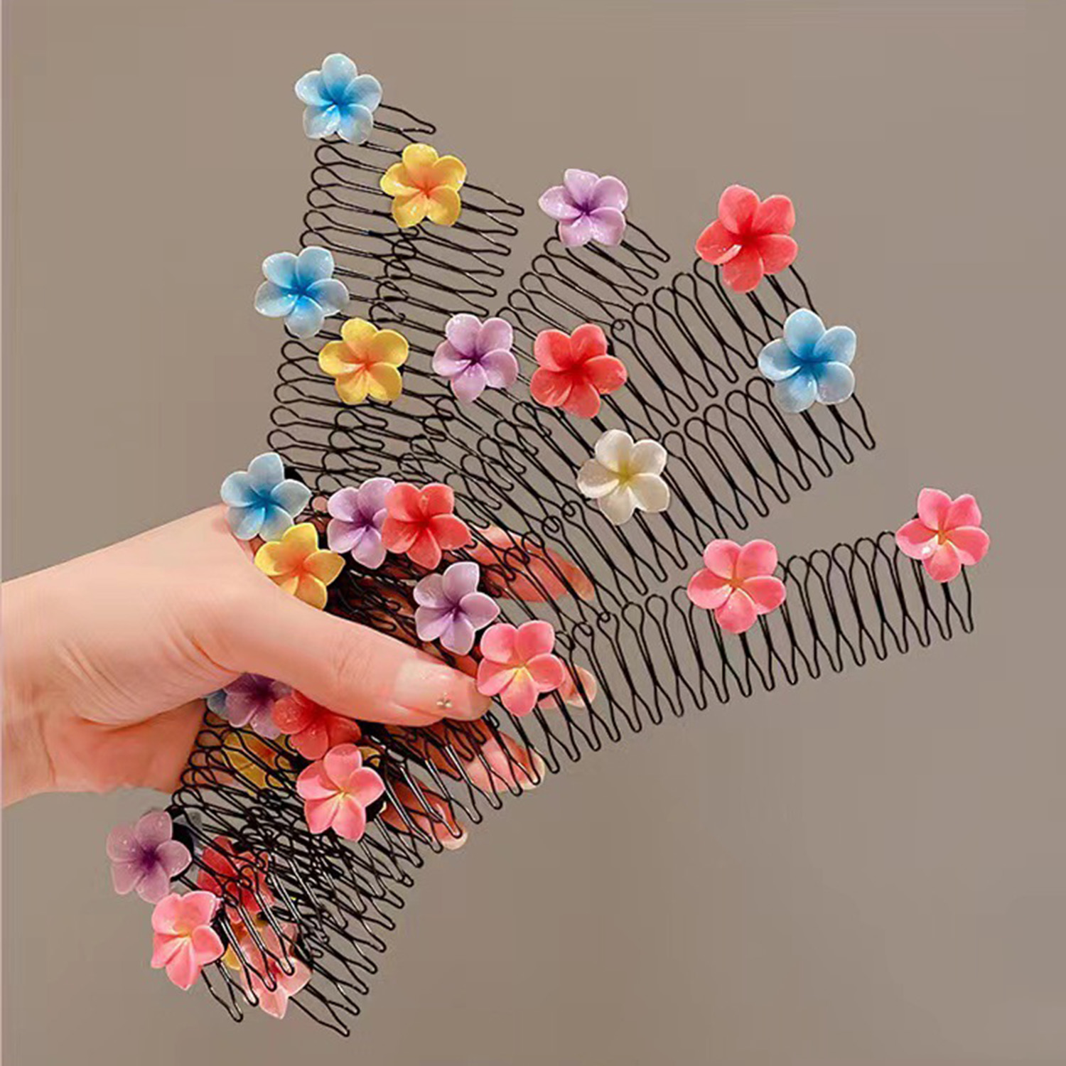 Diademas con acabado de pelo roto para mujer, accesorios para el cabello, horquillas para niños, peine largo, Flor de huevo dulce, Clips,