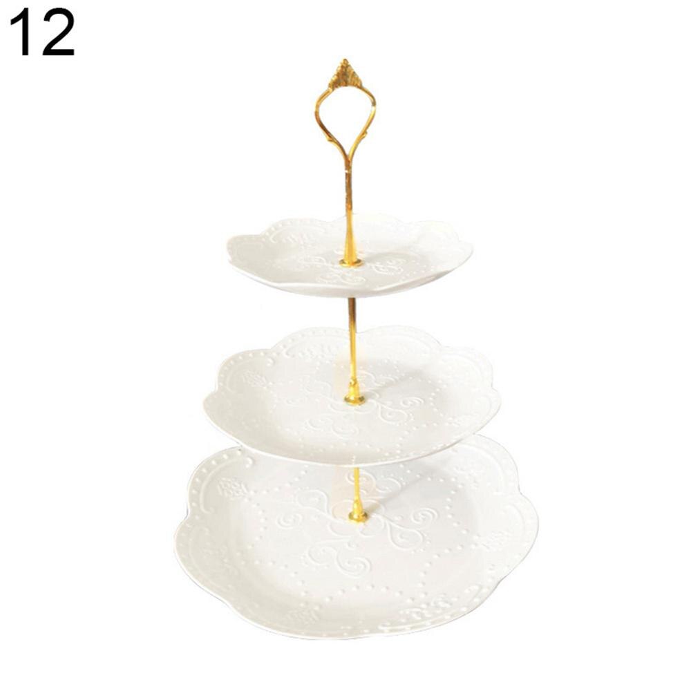 2/3 Tiers Fruit Cake Plate Holder Stand Home Festival Party Dessert Storage Rack Round/square/flower Dessert Plates Storage Rack: 12