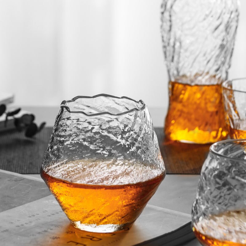 Japanese Hazy Air Wine Glass Snowflakes Falling Whiskey Tumbler Hammer Pattern Whisky Cup XO Brandy Drinking Glasses Wineglass