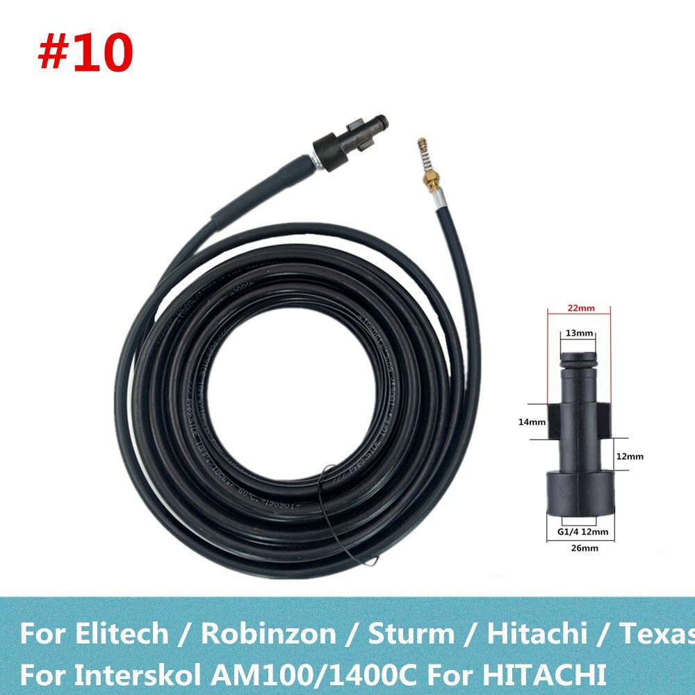 Hnyri 10m 33ft.  vattenrengöringsslang avloppsrör för karcher/lavor/interskol/huter/nilfisk/elitech rengöringstryckmaskin: Typ 10