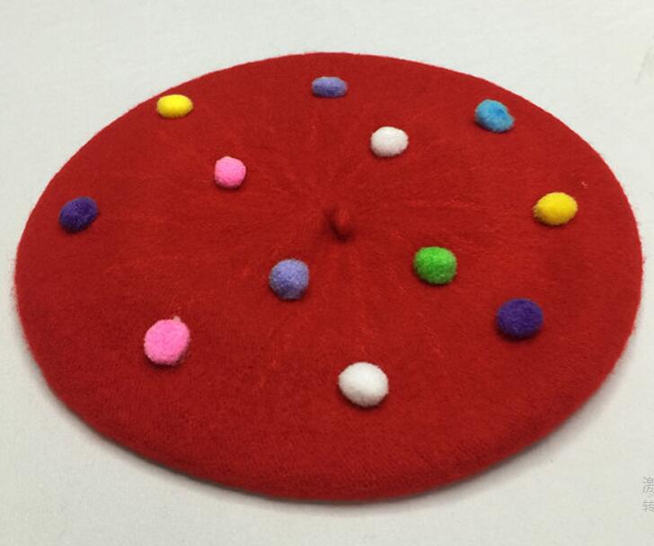 Chapéus de lã para meninas, chapéu de pompom de inverno para crianças de 3-6 anos: Vermelho