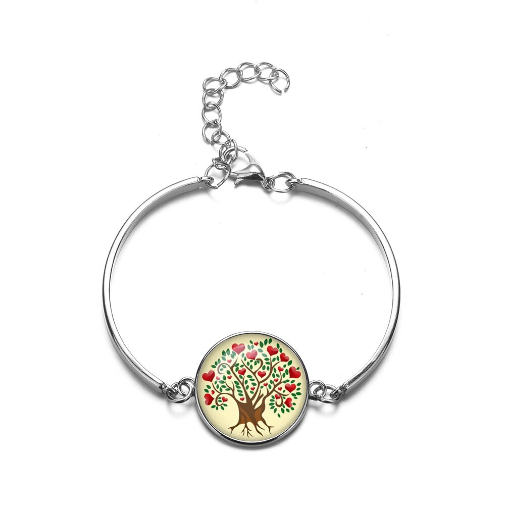 SONGDA Baum Des Lebens Armbänder & Armreifen Silber Farbe Glas Cabochon Kette Armband Armreif für Frauen Manschette Armband: Style 19