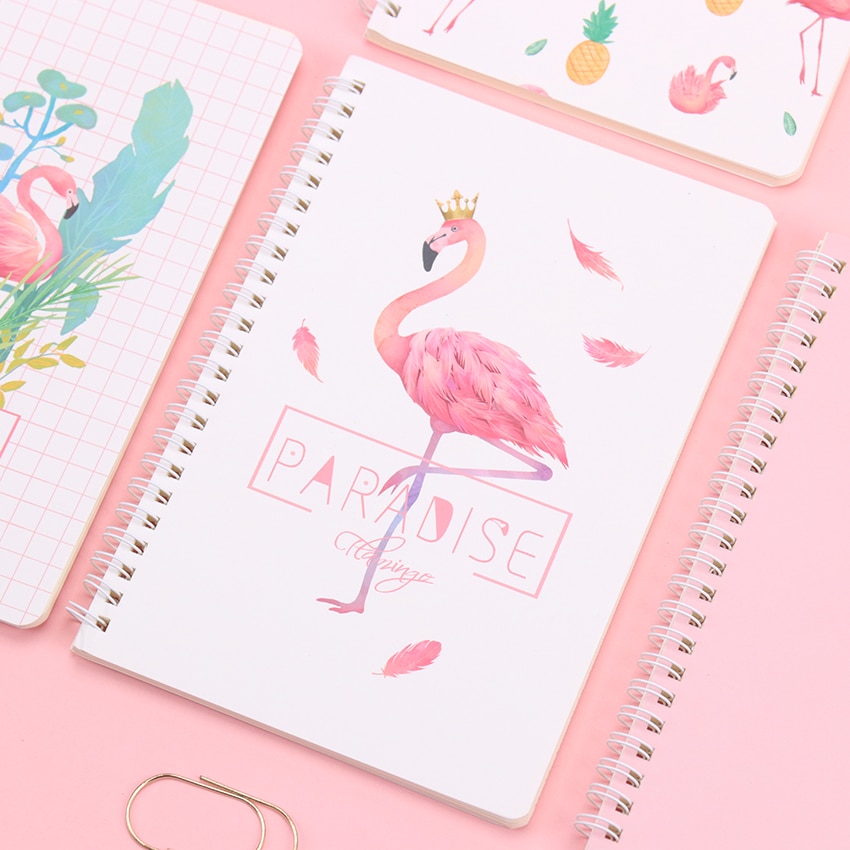 1Pc Briefpapier Flamingo Notepad A5 Notebook Kleine Verse Coils Deze Hand Grootboek Student Levert 120 Pagina 'S