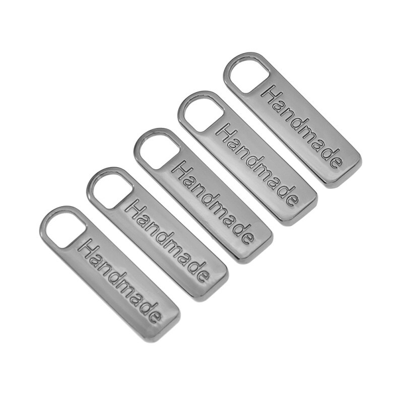Etiquetas de Metal con letras hechas a mano para manualidades, cuerpo de cremallera para bricolaje, DIY, reparación a medida, ropa de costura, bolsos, accesorios de decoración, 10 Uds.